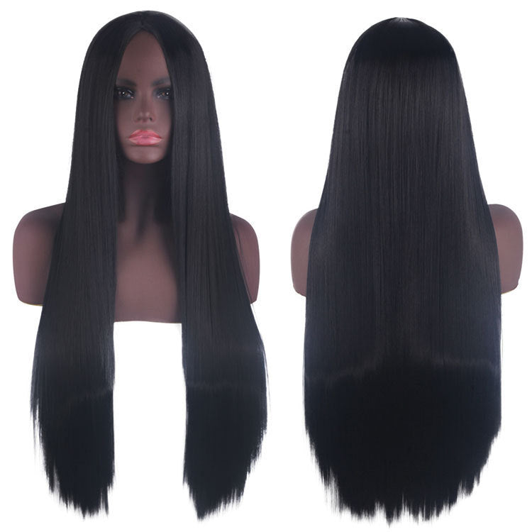 Universal Medium Scalp Black Long Straight Hair Cos Wig