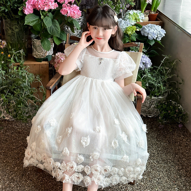 Summer Middle Big Cute Sweet Court Style Princess Children's Dress