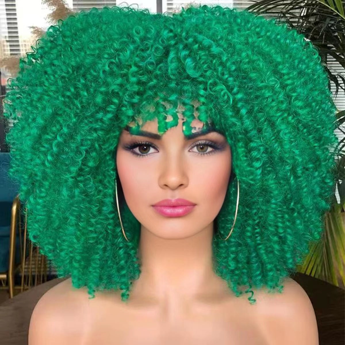 African Small Afro Rose Net Synthetic Wig Short Curly Hair