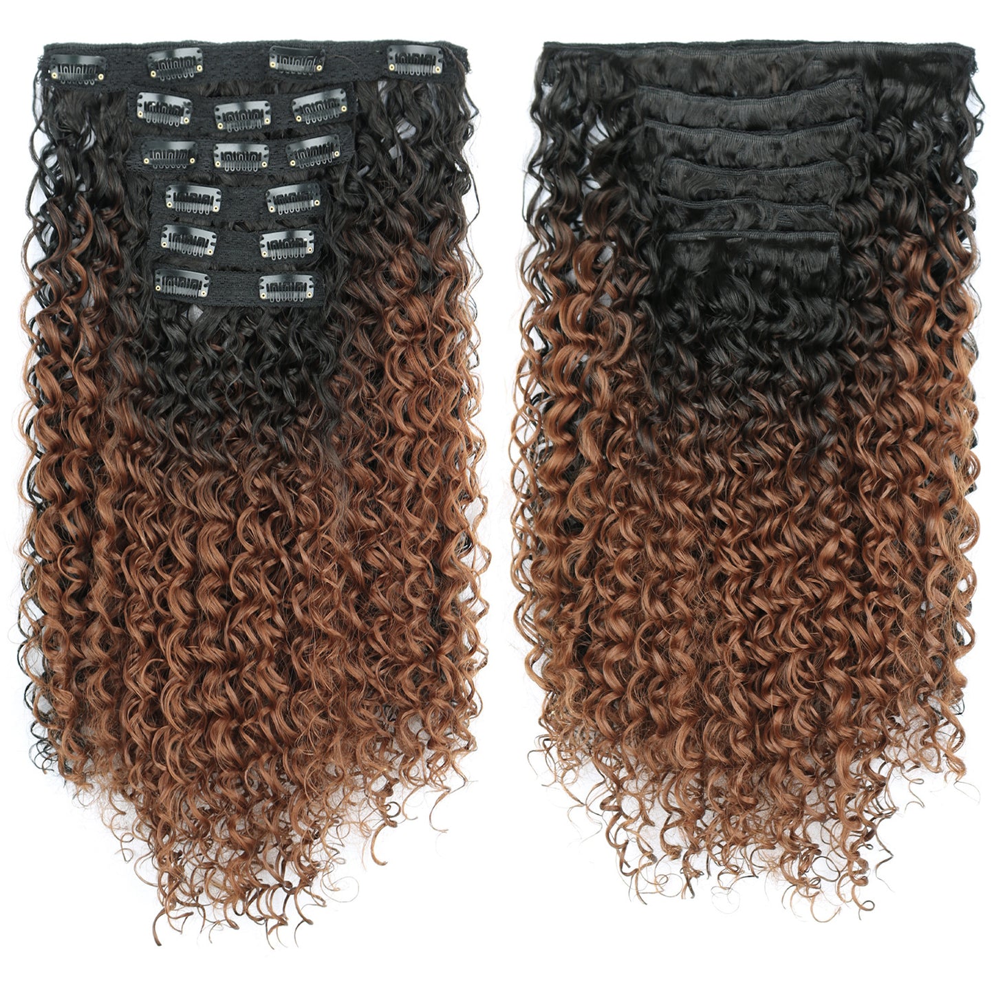 Women's Long Curly Hair Clip-on Natural Fashion Black Small Wig