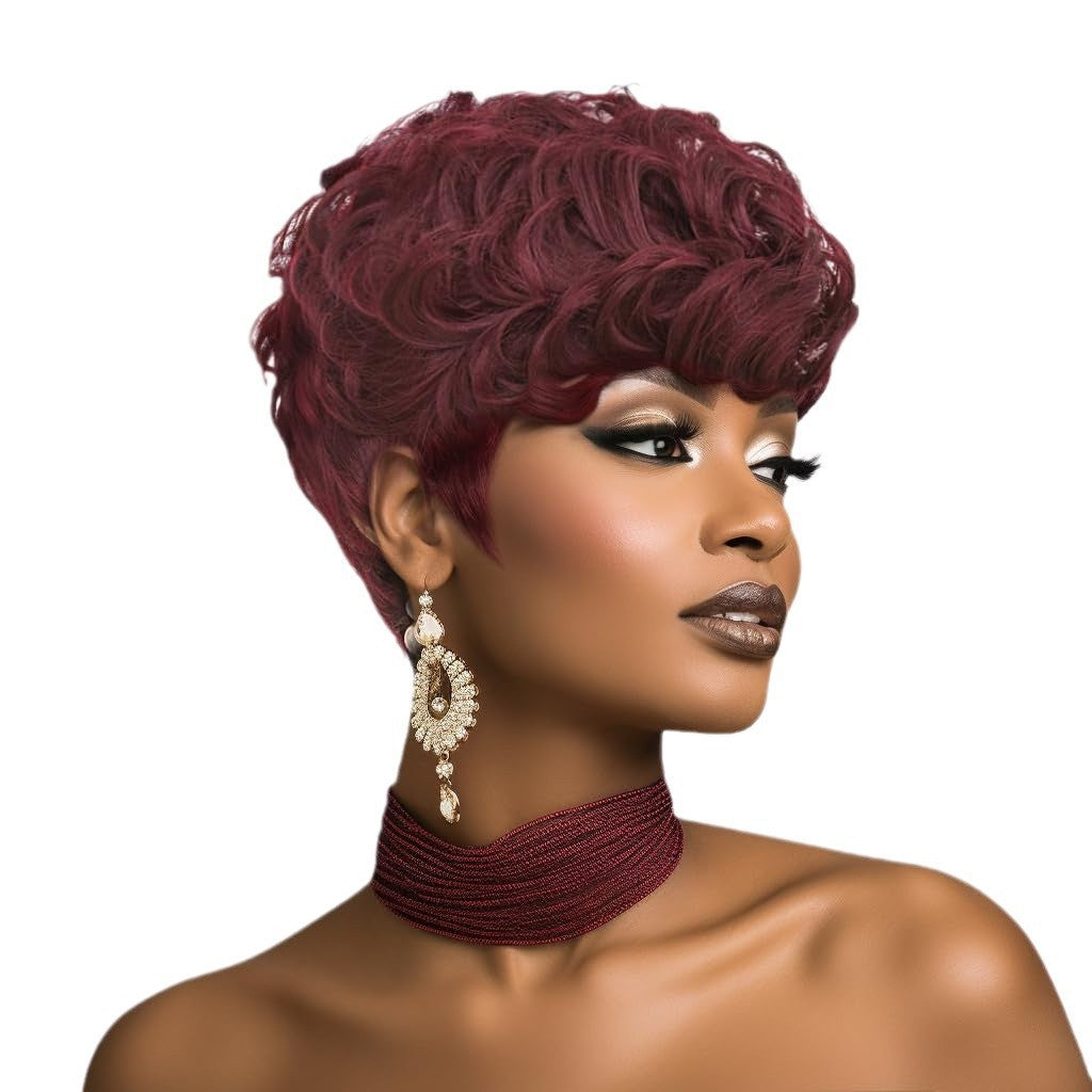 African Fluffy Each Big Rose Net Wig Short Curly Hair