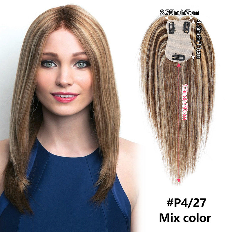 Hair Replacement White Piece Real Full Human Tail Natural Light Wig