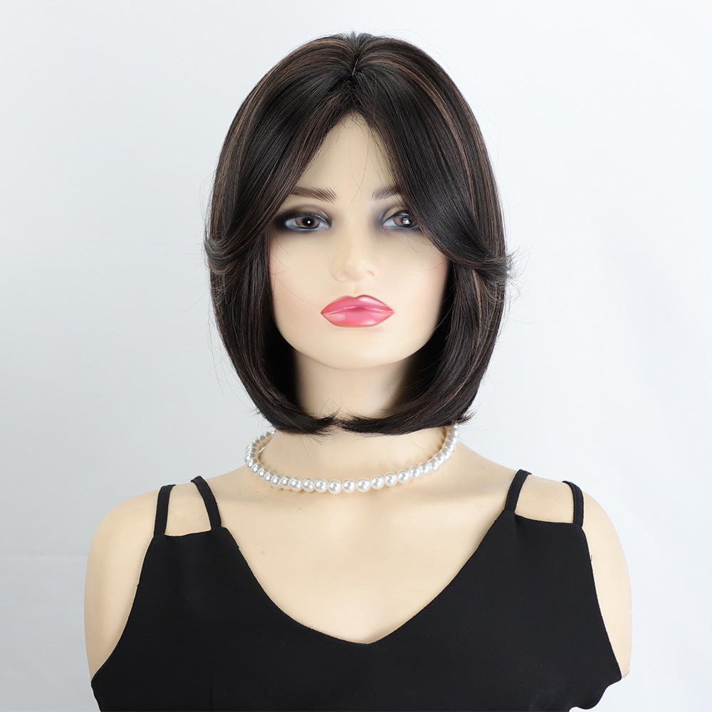 Pretty Female Bangs Chemical Fiber Sheath Wig Short Straight Hair
