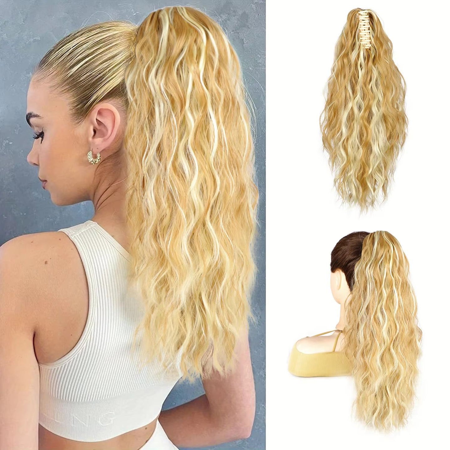 Women's Corn Curler Fluffy Grip Horse Tail Hair Wig Ponytail