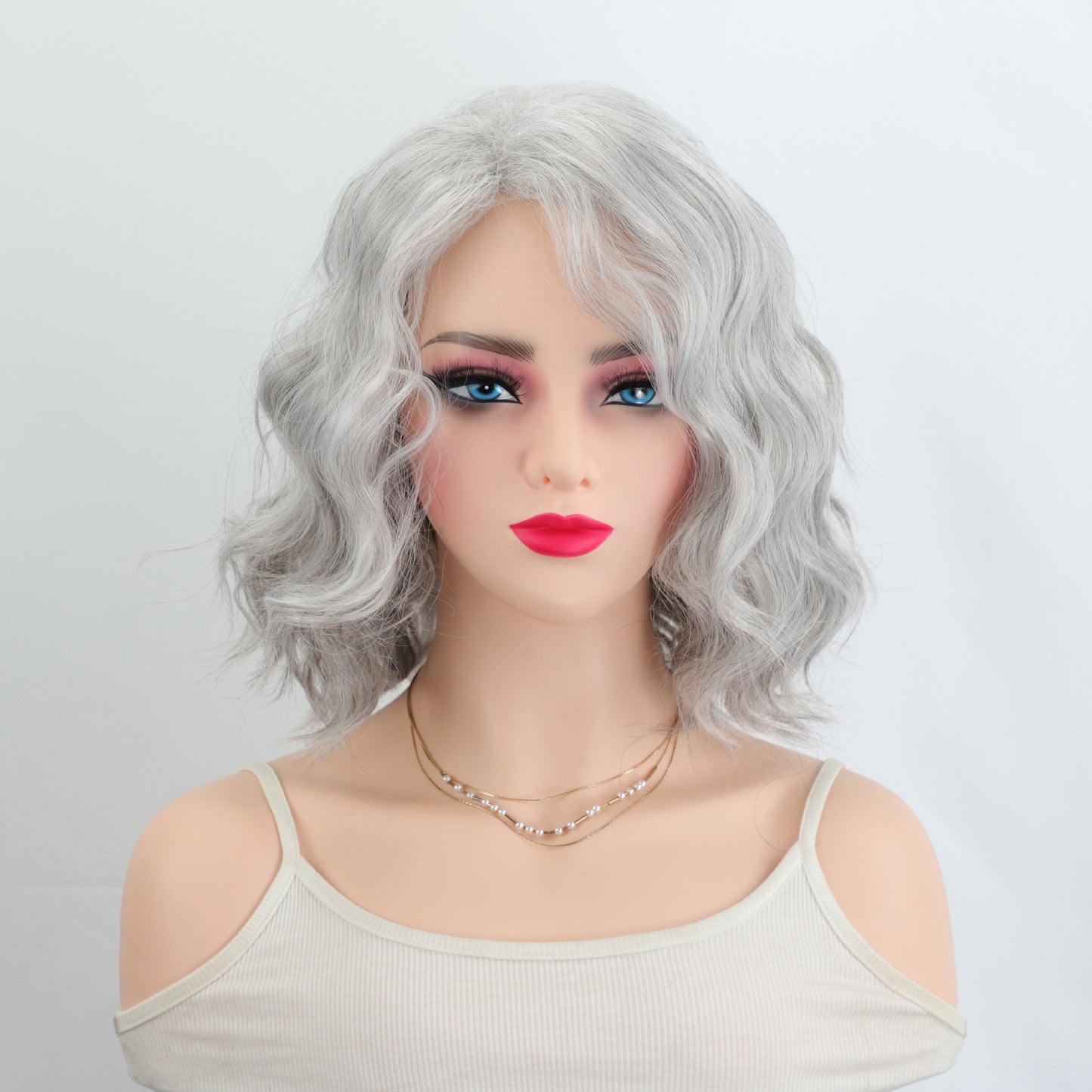 Women's Fashion Head Dyed Gradient Golden Partial Synthetic Wig Short Curly Hair