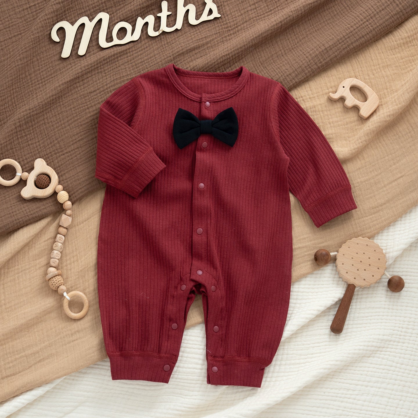 Infant Born Red Days Old One Month Clothing Festive Long-sleeved Jumpsuit, Climbing Suit