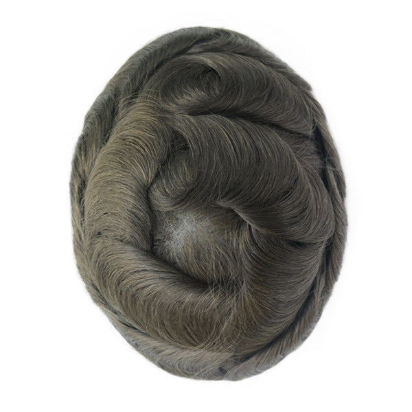 Men's Leather Hand Crochet V Needle Hairpiece Men's Wig