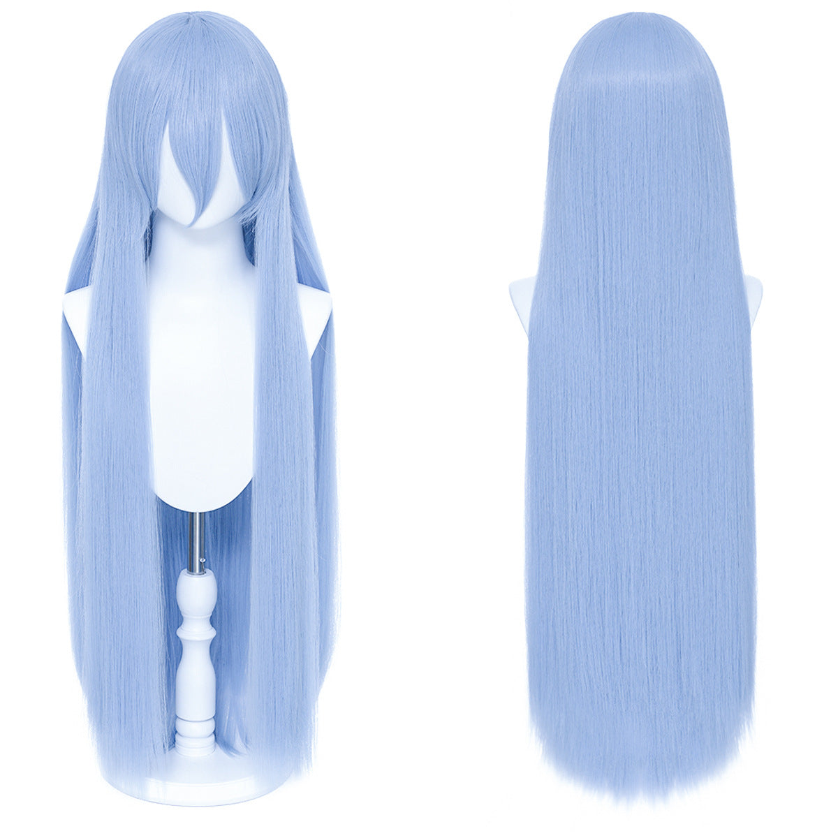 Long Straight Hair Hairpiece Blank Black White Cos Wig