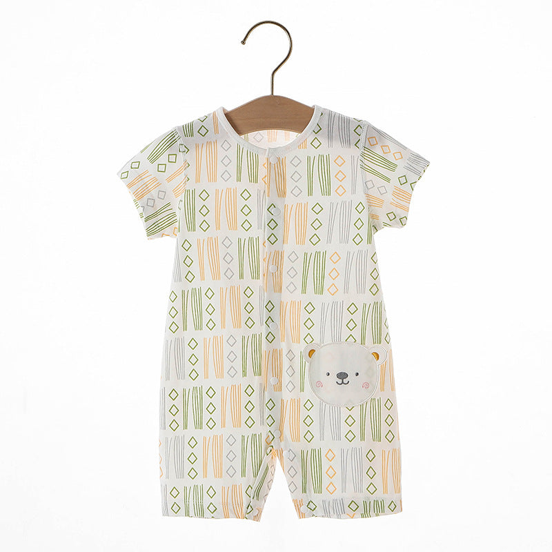 Thin Class Pure Cotton Boneless Short-sleeved Clothes Male Female Jumpsuit, Climbing Suit