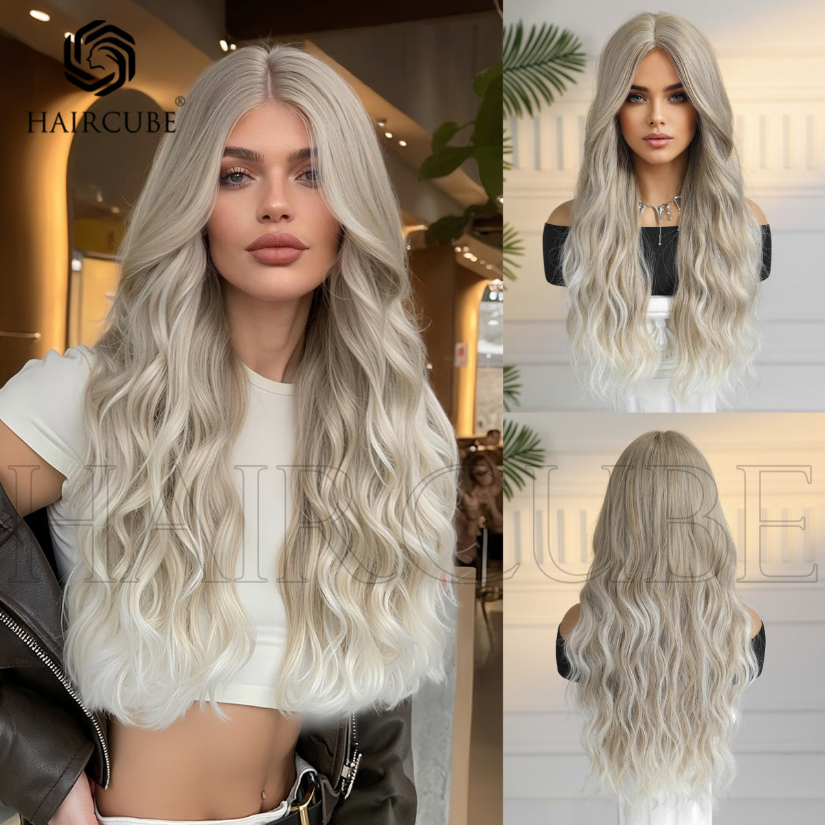 Small Lace Mechanism Head Cover Female Full Type Wig Long Curls