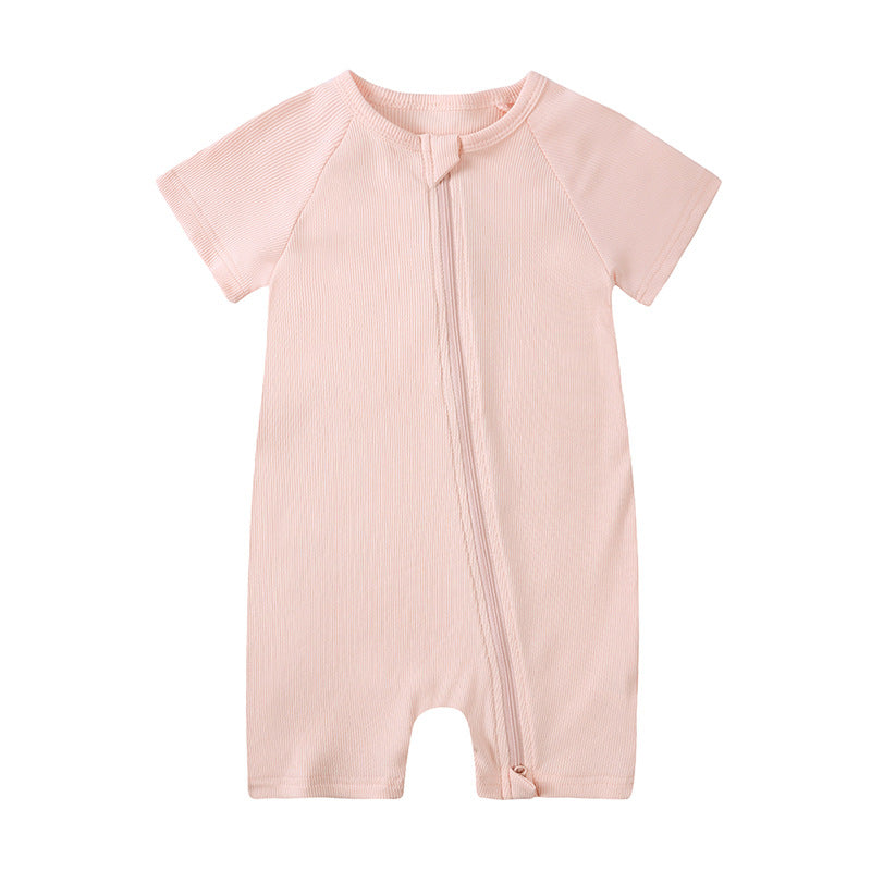 Women's & Men's Babies Summer Sunken Stripe Short Sleeved Kazakhstan Born Jumpsuits Bamboo Jumpsuit, Climbing Suit