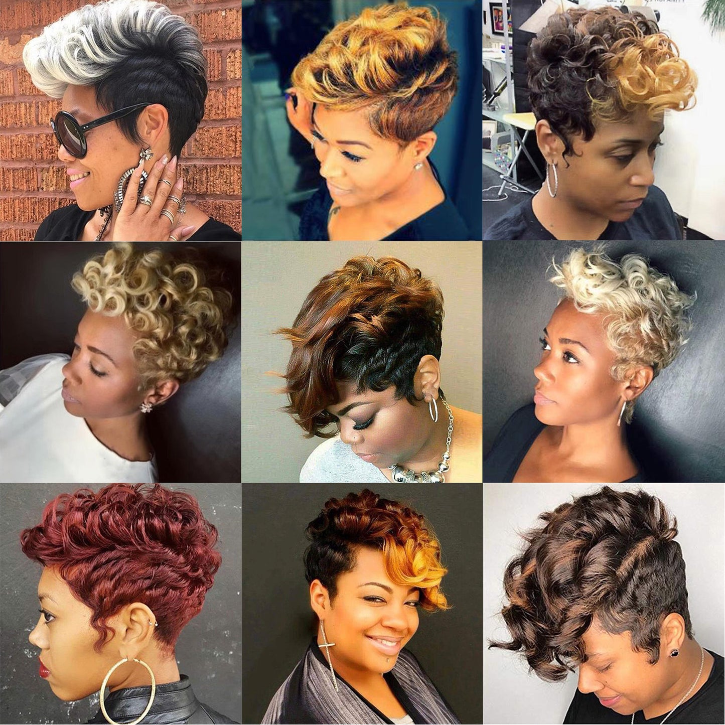 Elegant Versatile Cool Fiber Chemical Hood Wig Short Curly Hair