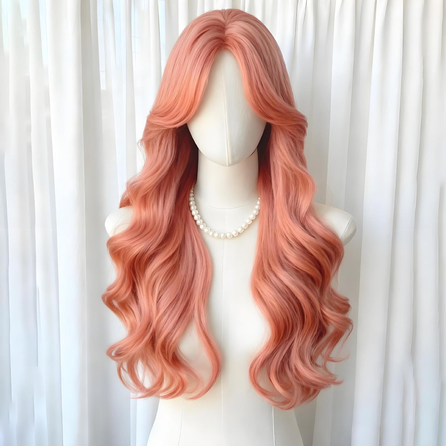 Natural Fluffy Fashion Seamless Mid-length Bangs Big Wave Wig Long Curls