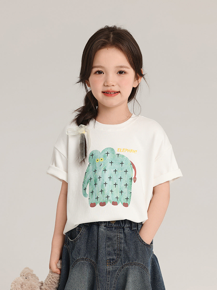 Children's Summer Cartoon Printed Korean Style Loose Short Children's T-shirt