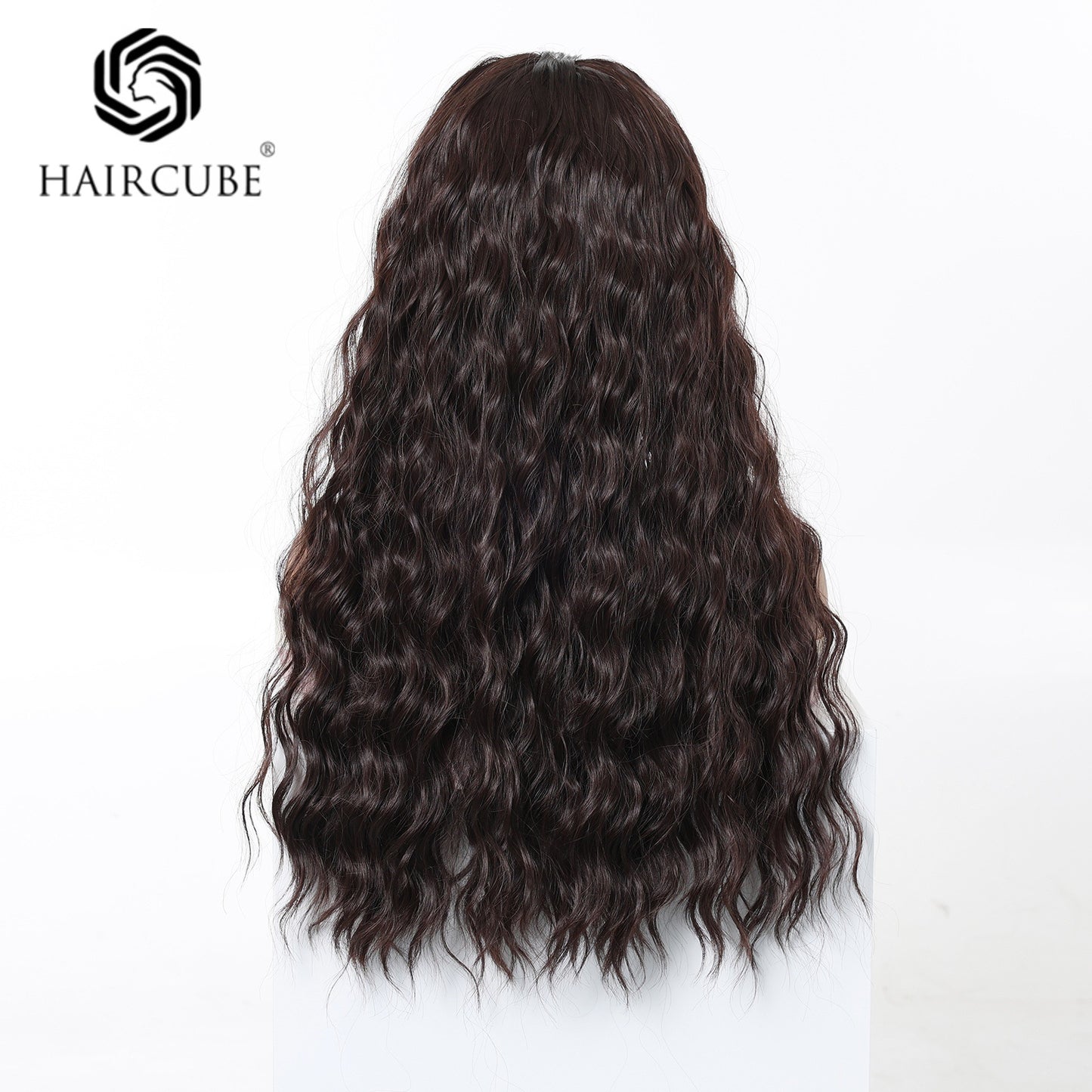 Women's Band Head Cover Small Curly Dark Brown Asian Wig Long Curls
