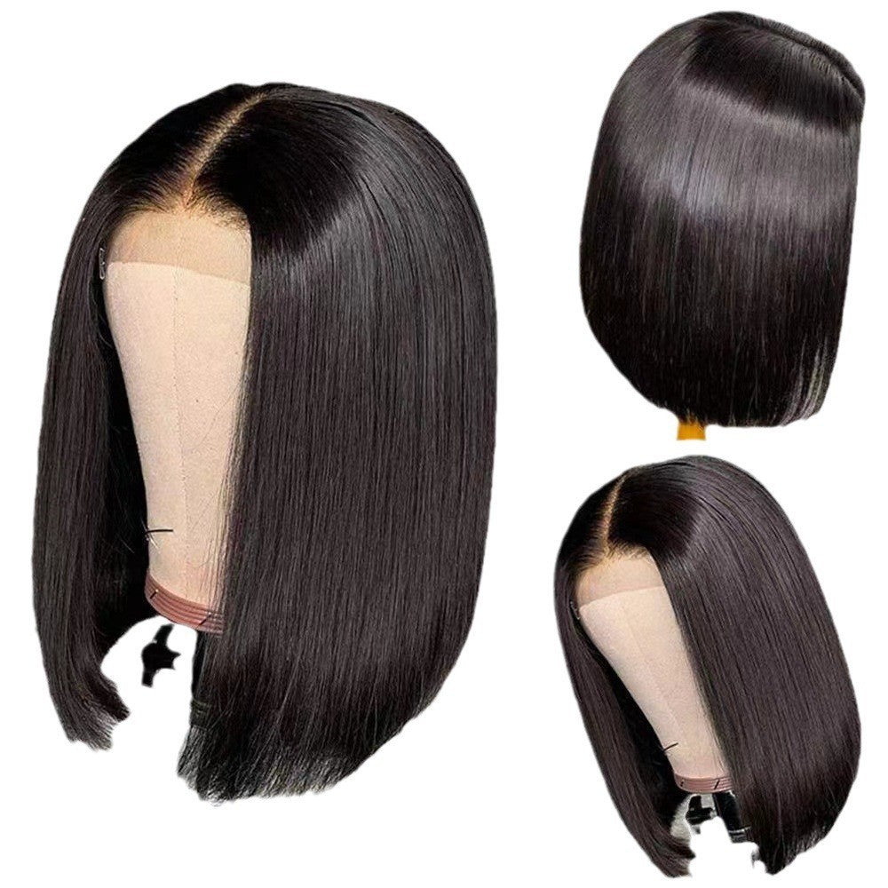 Cool Brazilian Bob With Frontal Human Wig Short Straight Hair