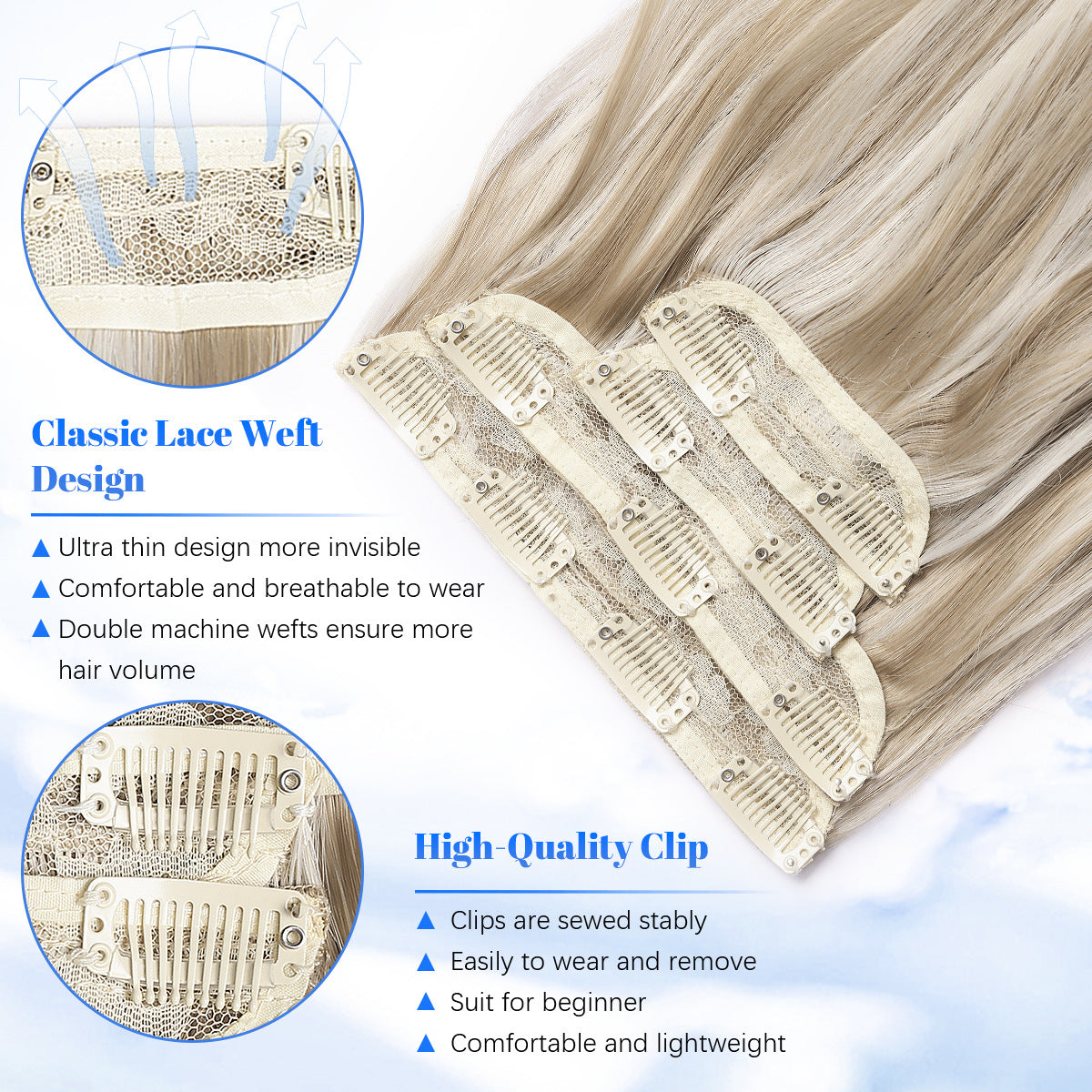 Women's Set Water Ripple Hairpiece Clip Fiber Wig