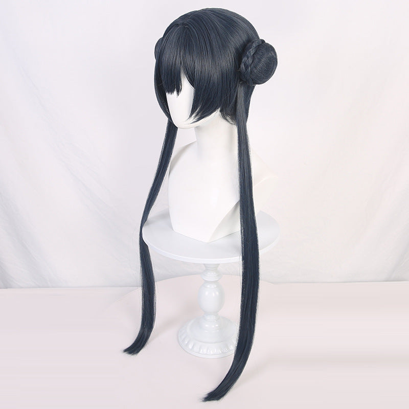 Blue File Concubine Artificial Human Scalp Split Hair Bag Double Cos Wig