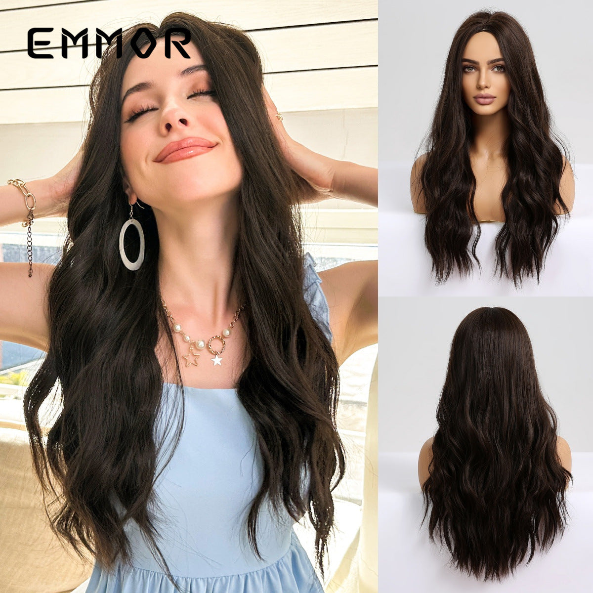 Female Atmosphere Dignified Goddess Gradient Brown Long Straight Wig