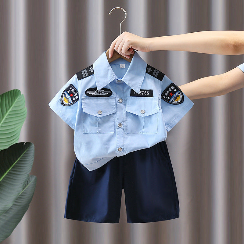 Children's Traffic Police Uniform Boys Summer Short-sleeved Children's Suit