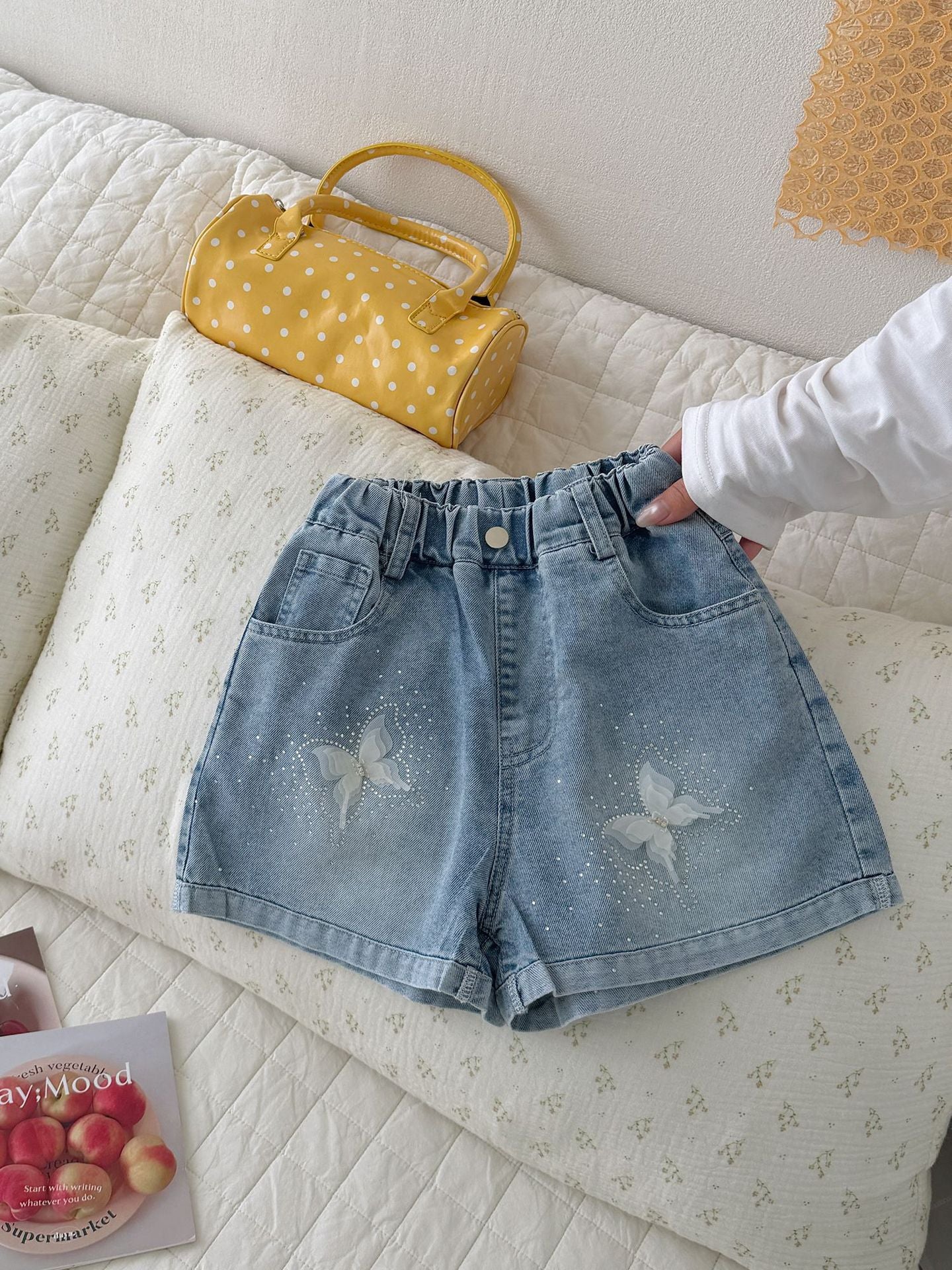 Children's Thin Denim Shorts Outer Wear Butterfly Children's Pants