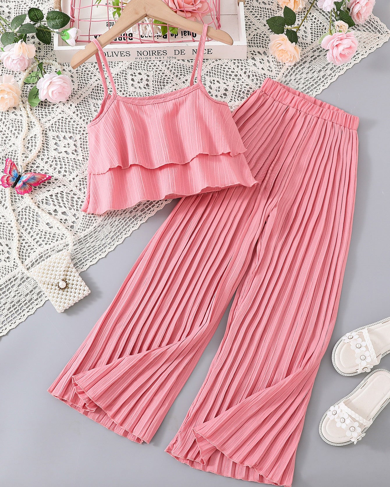 Children's Short Suspenders Pleated Trousers Two-piece Clothing Children's Suit
