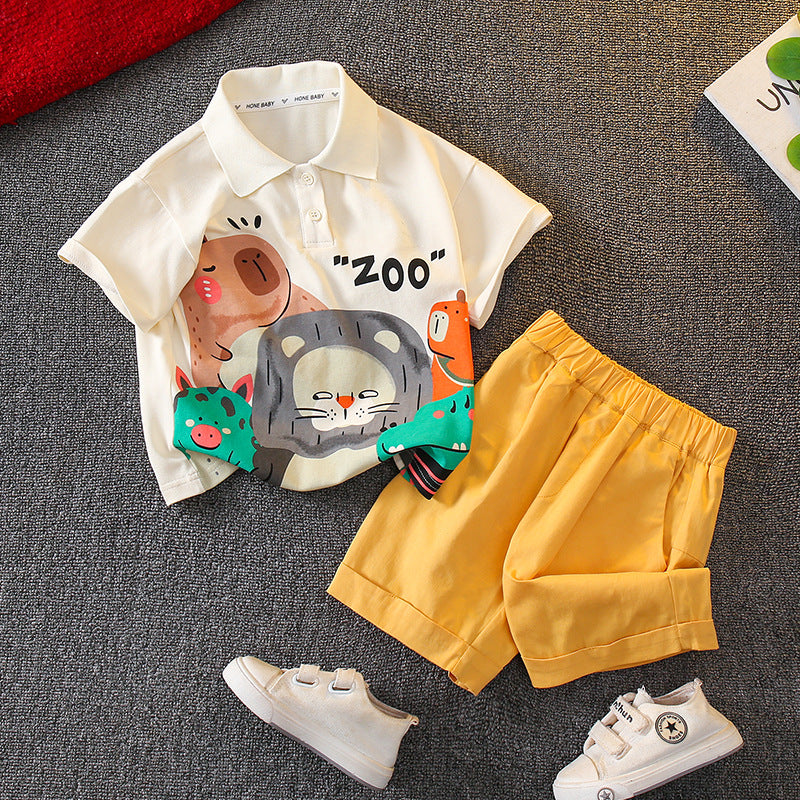 Children's Summer Short-sleeved Ruffle Handsome Fashion Children's Suit