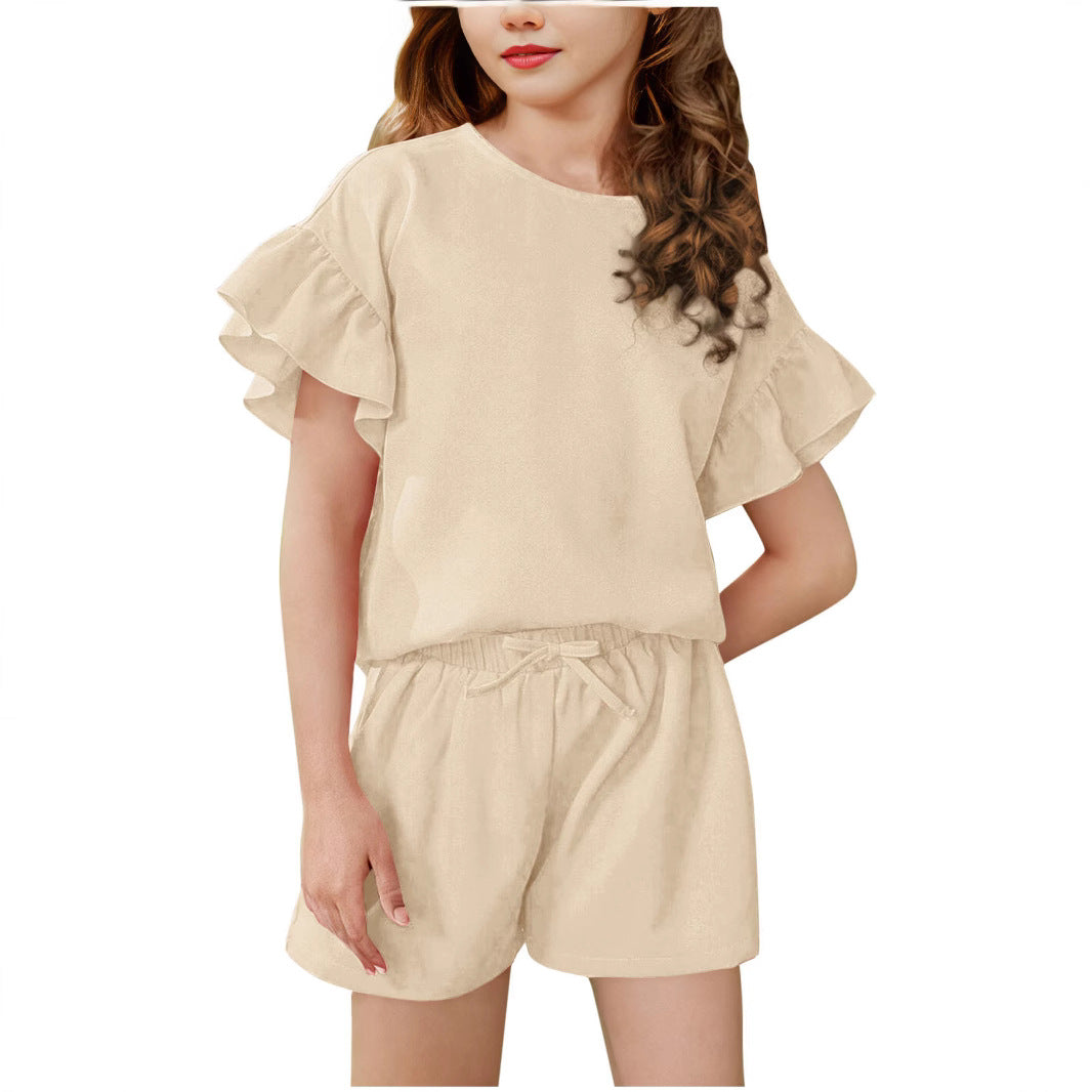 Summer Thin Solid Color Casual Sports Children's Suit
