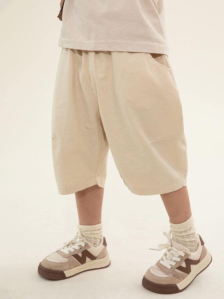 Children's Clothing Boy's Cropped Trousers Summer Korean Solid Color Thin Children's Pants