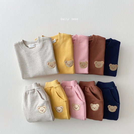 Children's Clothing Fashion Bear Round Neck Sweater Sports Pants Cute Casual Children's Suit
