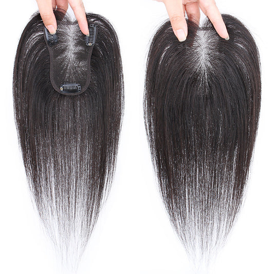 Top Increase Cover Gray Full Real Human Natural Hand-woven Supplementing Wig