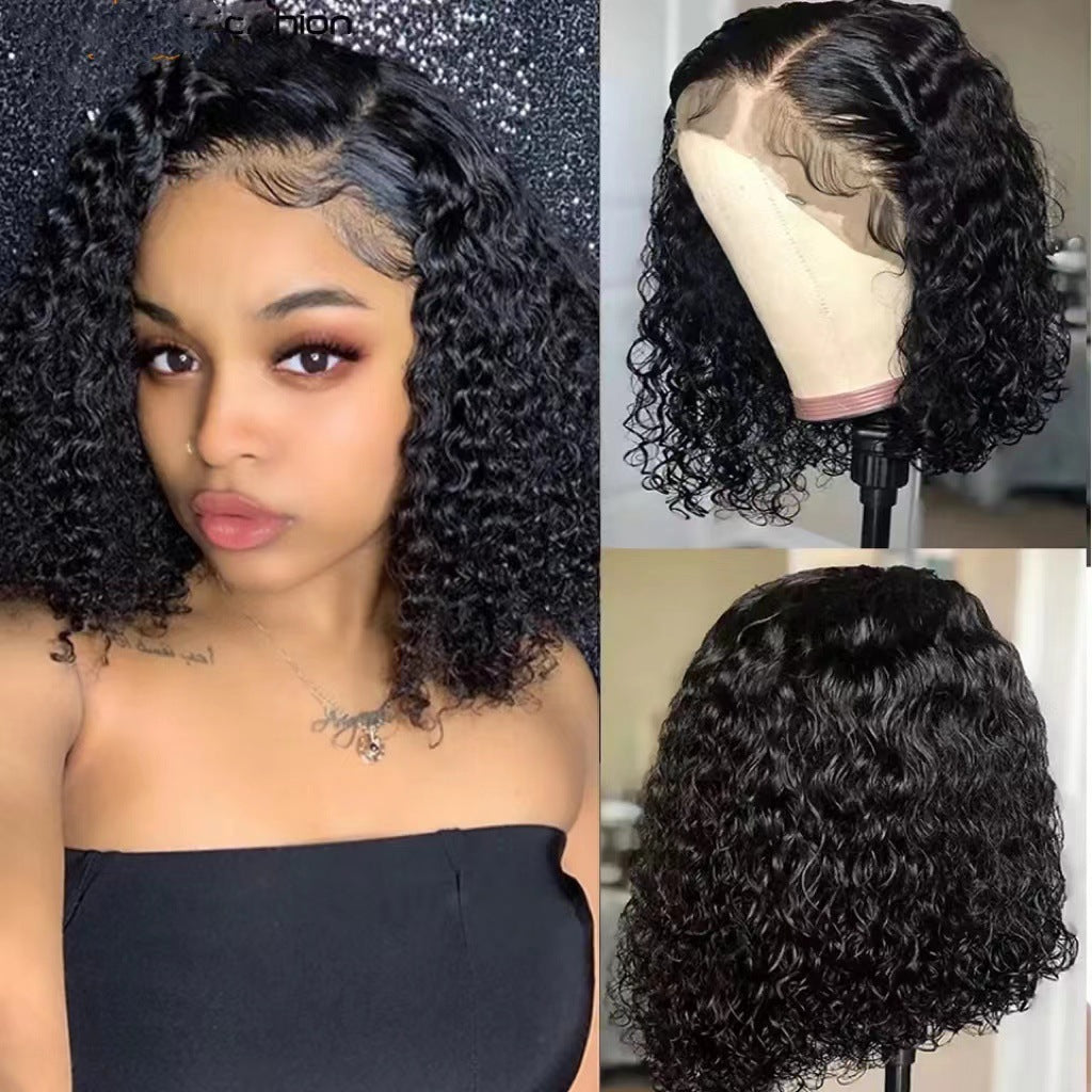 Women's Front Lace Wigs With Small African Wig Short Curly Hair