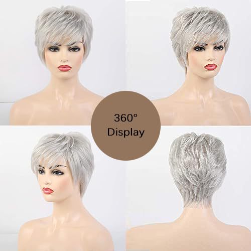Short Light Gray Delivery On The Real Hair Wig