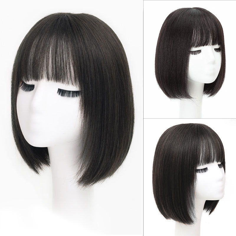 Women's Full Human Short Natural Sheath Real Hair Wig