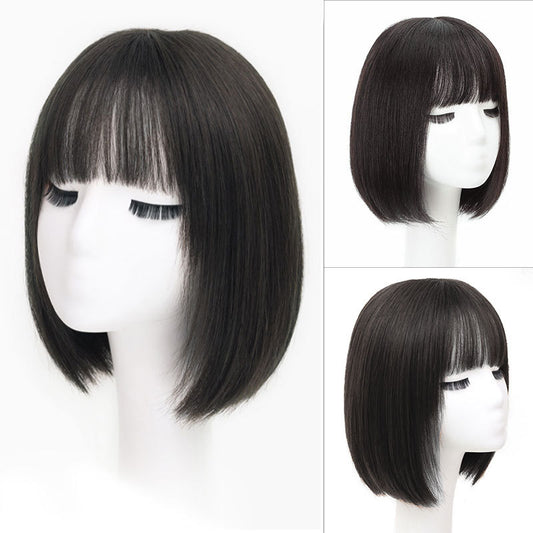 Women's Full Human Short Natural Sheath Real Hair Wig