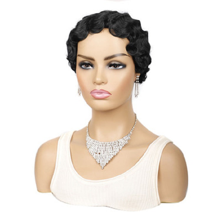 Head Cover Water Wave Synthetic Wigs Wig Short Curly Hair