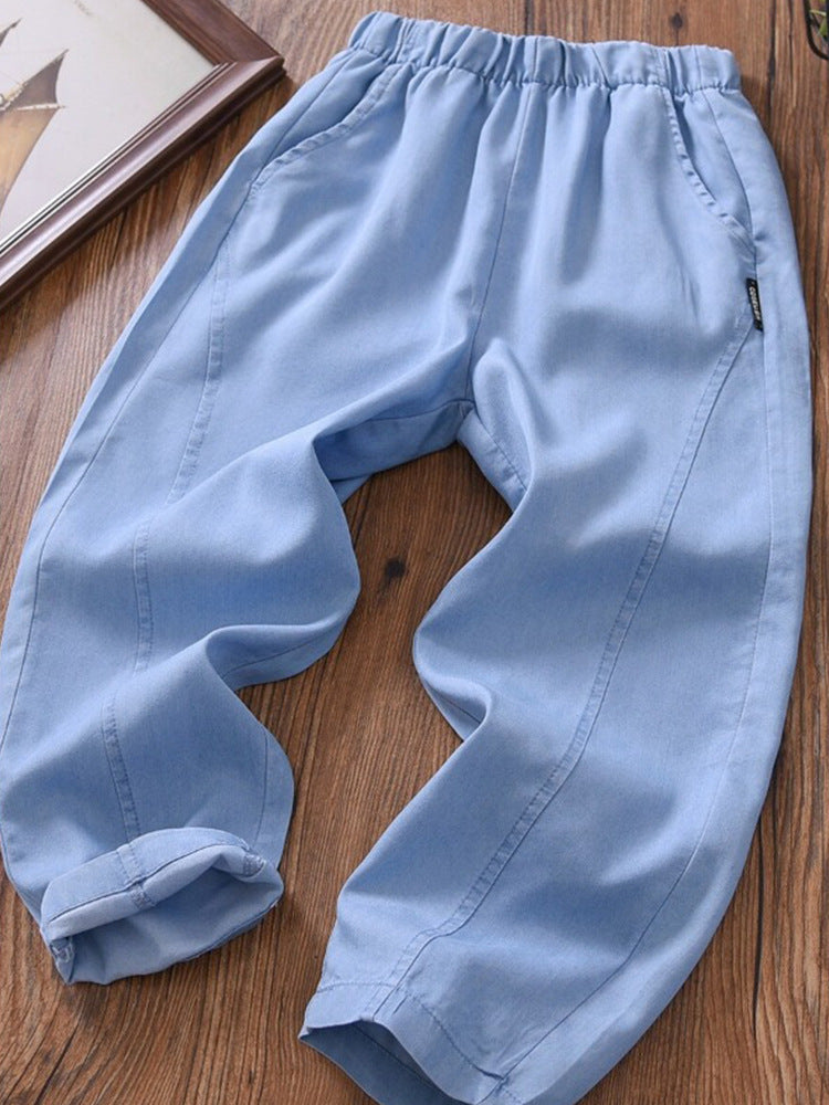 Children's Summer Thin Medium Big Clothing Ice Silk Children's Pants
