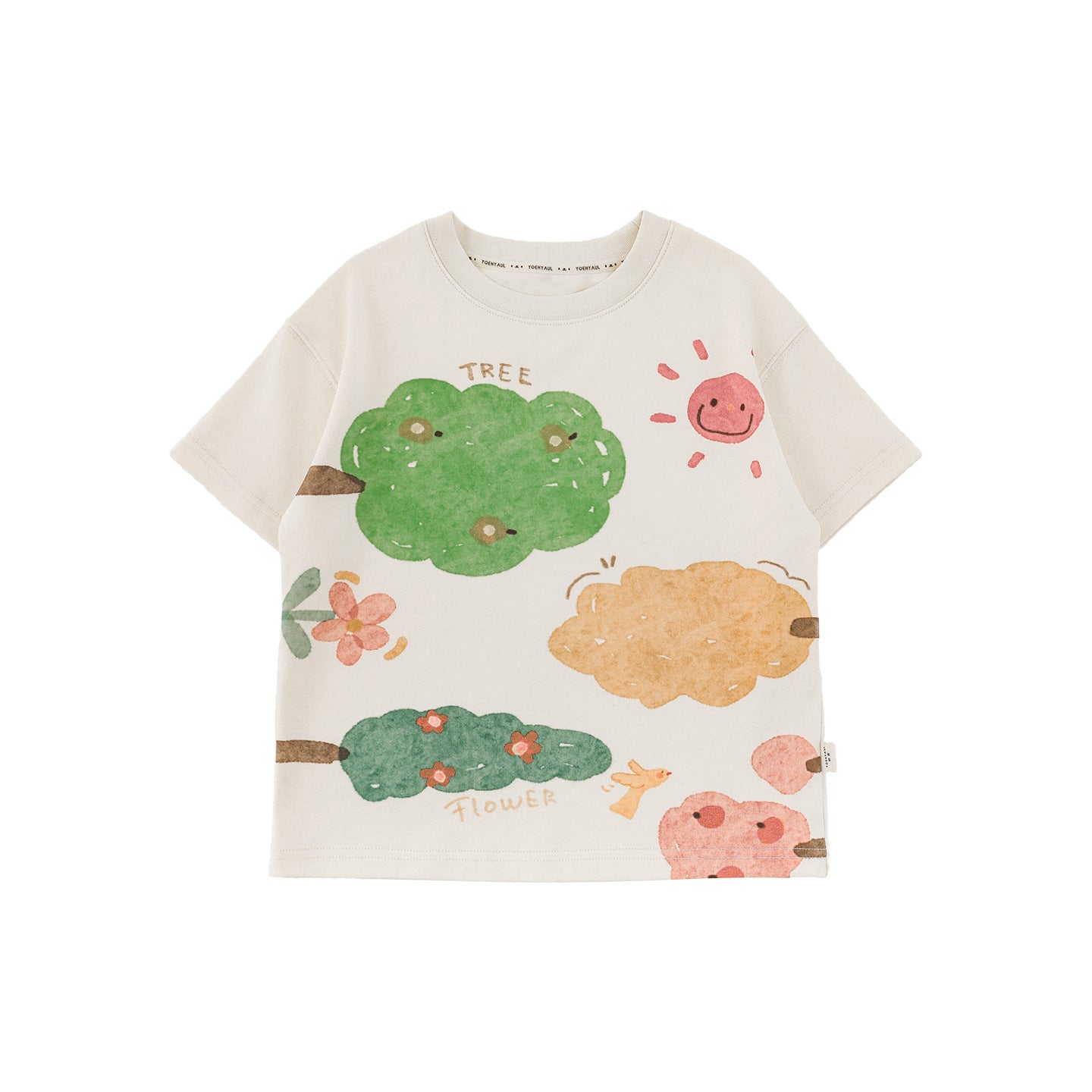 Cartoon Cloud Shield Colorful Zoo Summer Cute Breathable Short Sleeve Children's T-shirt