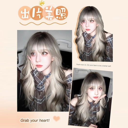 Female Gradient Color Burst Top Dyed Curly Paris Painting Simulation Wig Long Curls