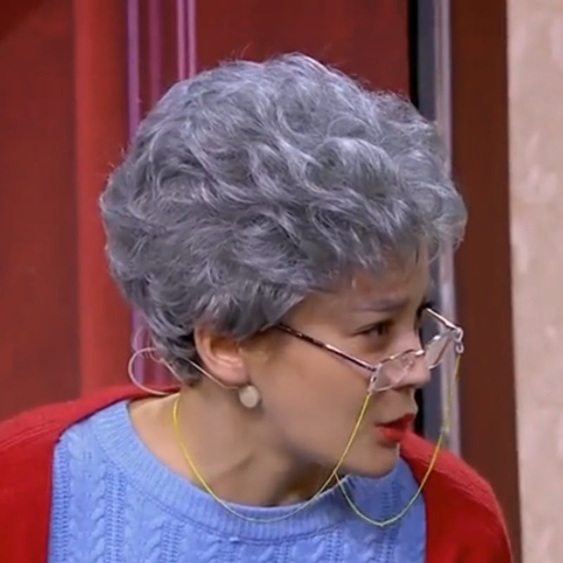 Stage Props Watch Show Old Lady Grandpa Elders Grandma Flower Other Wig