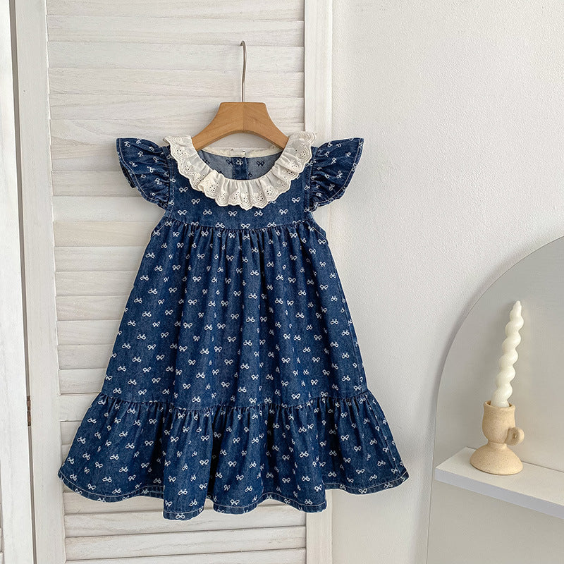 Bow Print Crawling Suit Jumpsuit Sisters Children's Dress
