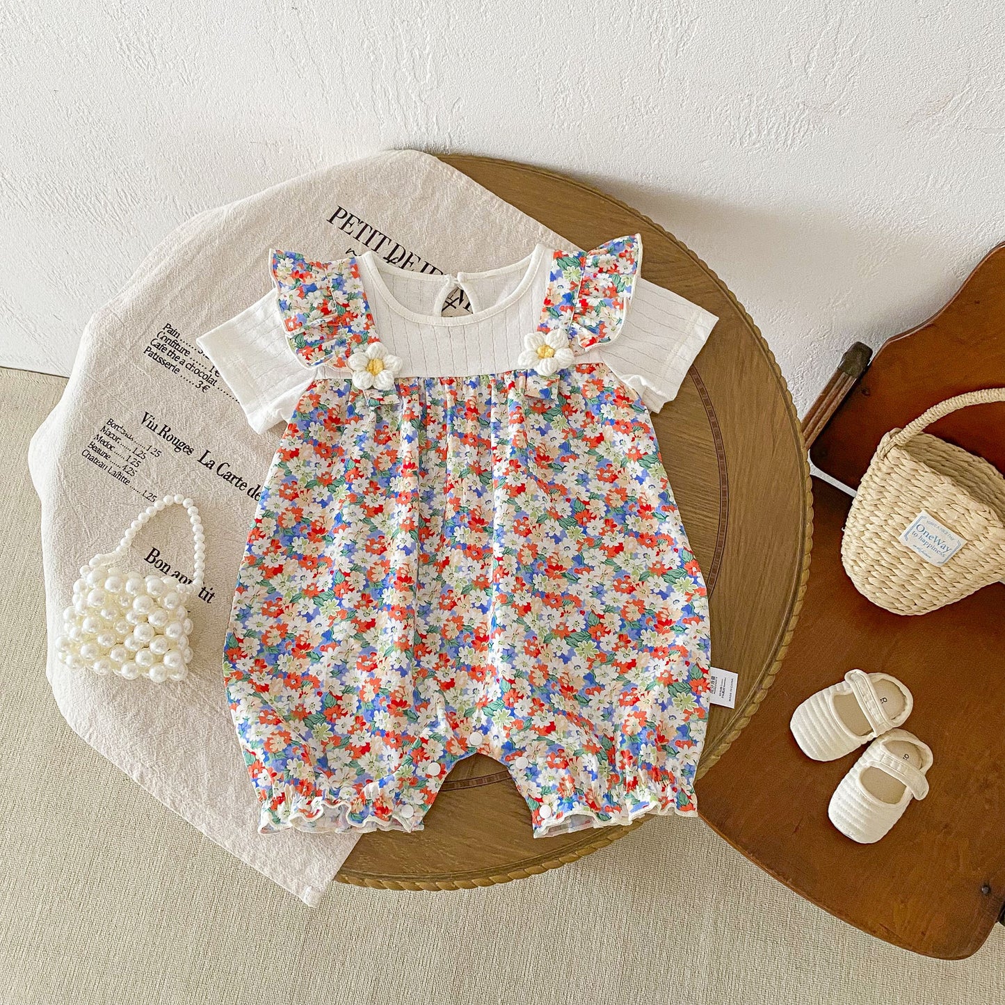 Thin Clothes Princess Floral Fake Two-piece Jumpsuit, Climbing Suit