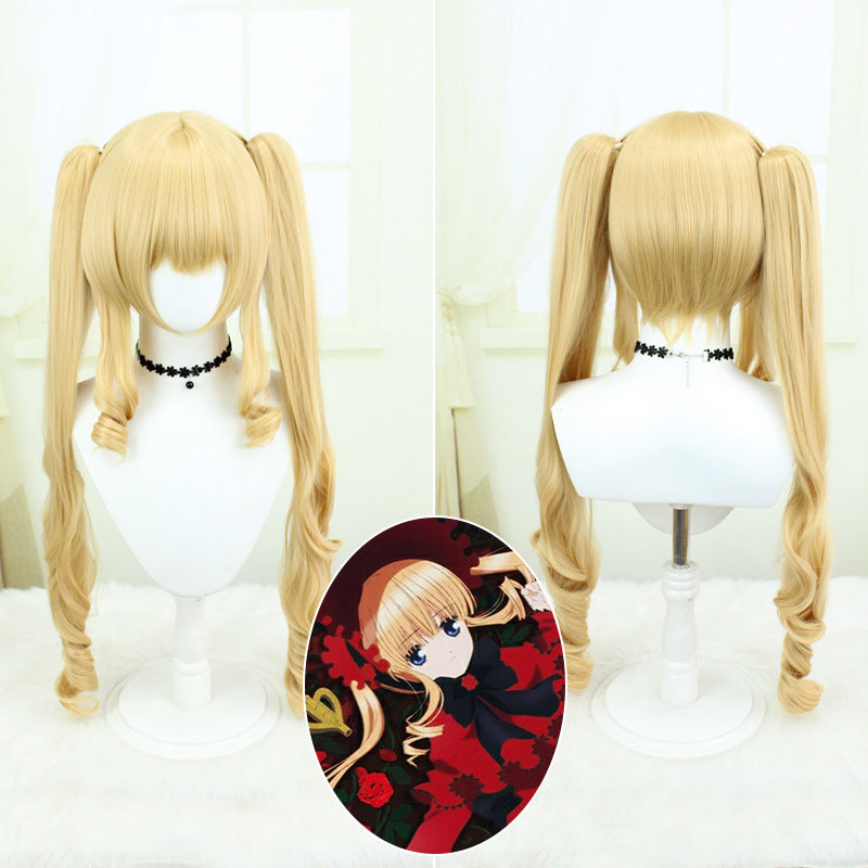 Real Red Honey Color Fiber Roman Curly Cos Wig