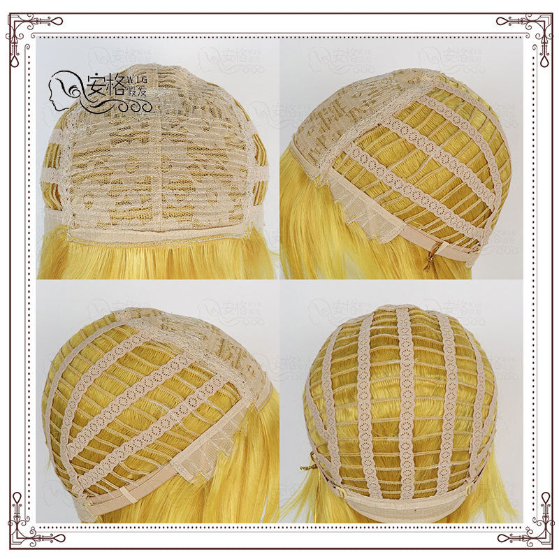 Glamorous Cool One Piece Golden Short Real Hair Wig