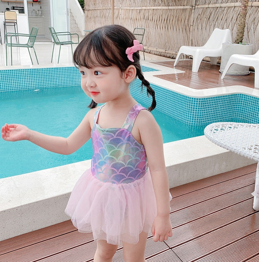 Children's Clothing Summer One-piece Swimsuit Mermaid Rainbow Jumpsuit, Climbing Suit