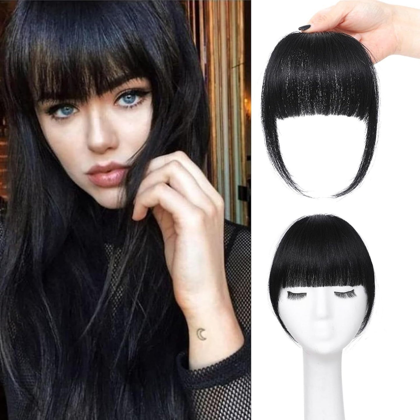 Female Head Piece Natural Forehead Air Straight Wig Bangs