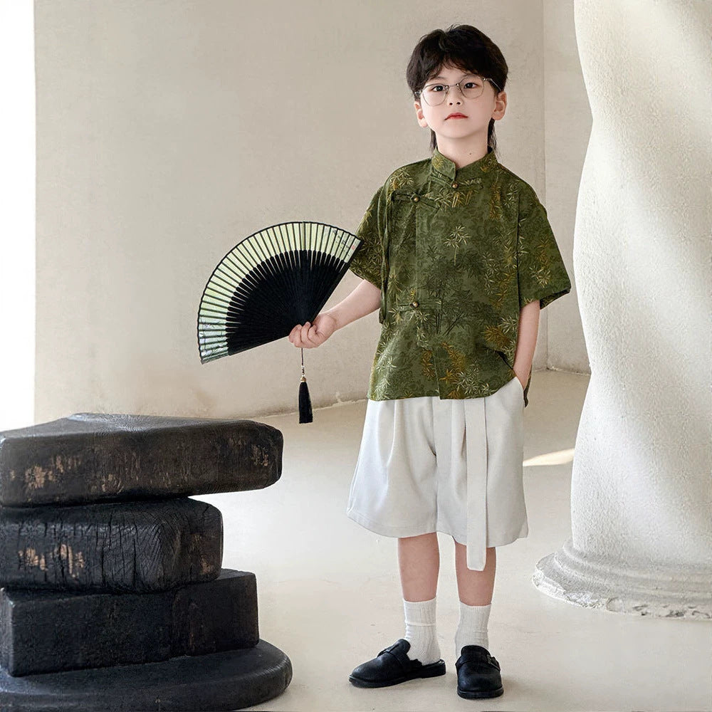 Children's Boys Chinese Short-sleeved National Style Performance Kindergarten Children's Shirt