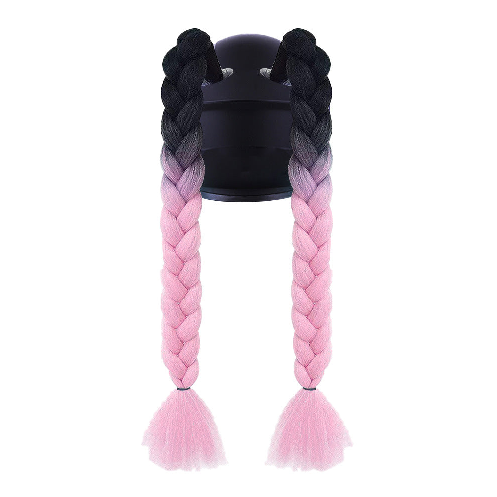 Helmet Braid Color Double Twist Decoration Electric Wig Ponytail