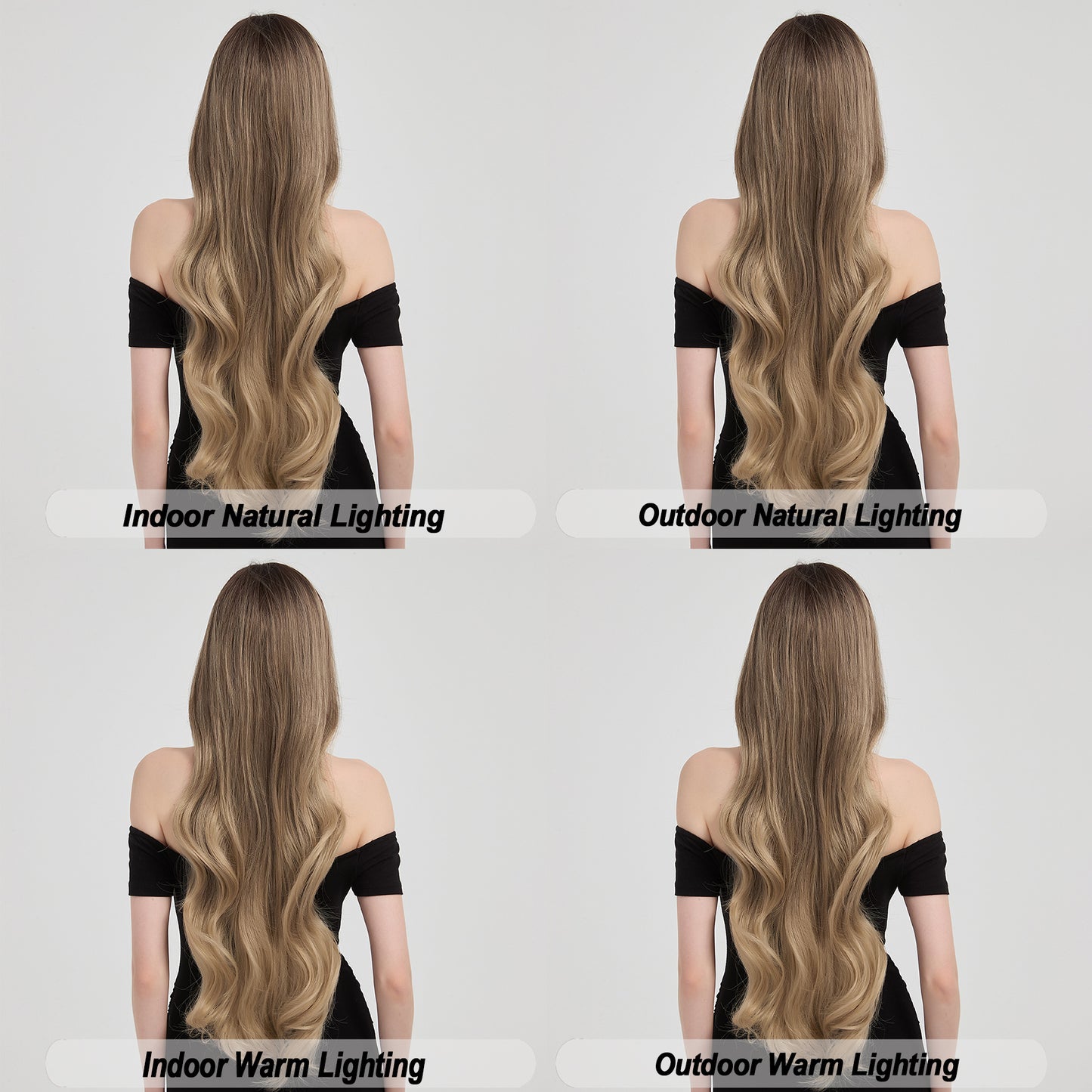 Women's Gradient Golden Brown High Skull Top Matte Silk Curly Wig Long Curls