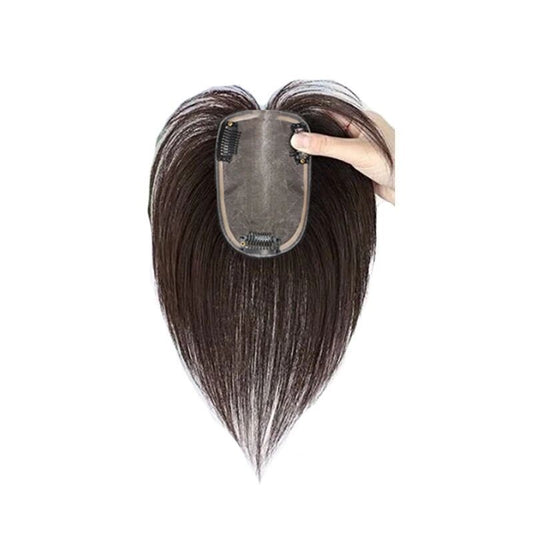 Women's Hair Replacement Cover Gray Fluffy Natural Breathable Wig